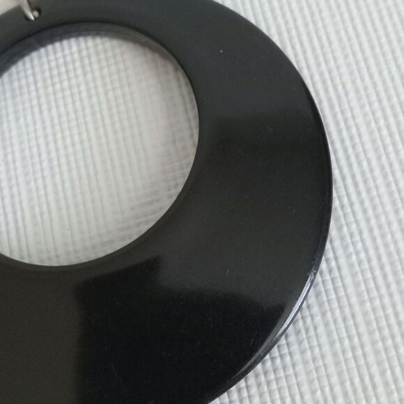 Solid Black Lightweight Acrylic Dangle Drop Fashion Hoop Earrings Fishhook Backs - Picture 4 of 9